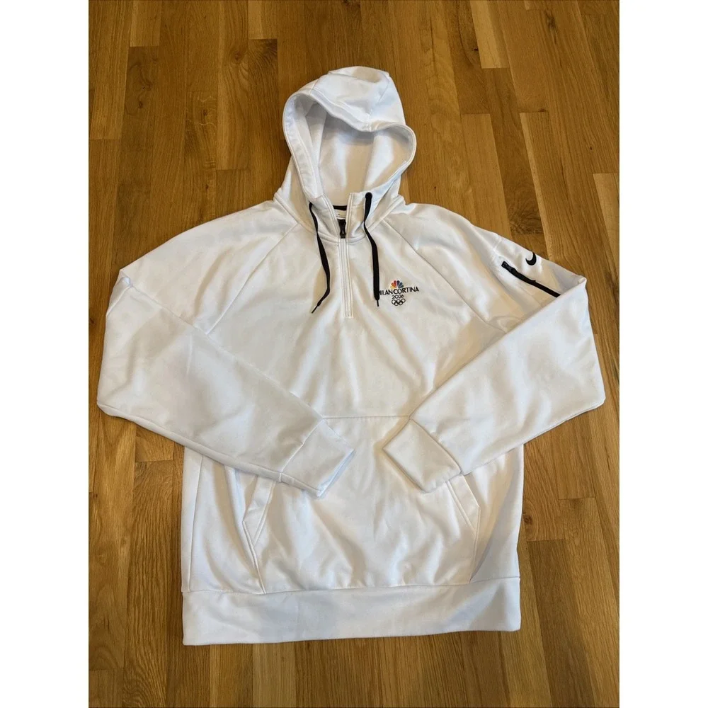 Nike‎ Milano Cortina 2026 Olympics Hoodie Mens Medium White Quarter Zip Dri Fit
